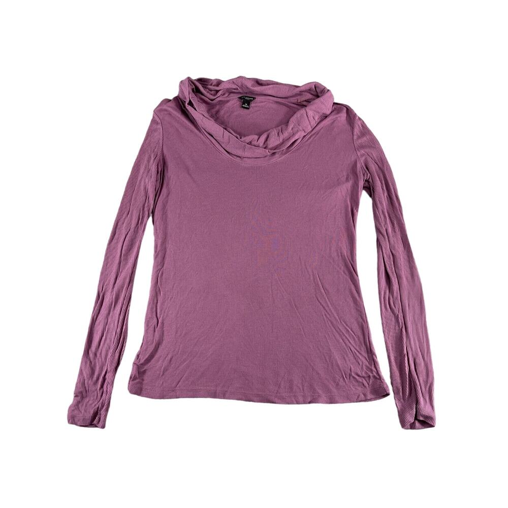 Ann Taylor Shirt Womens Medium Purple Cowl Neck Long Sleeve Tight Knit Casual